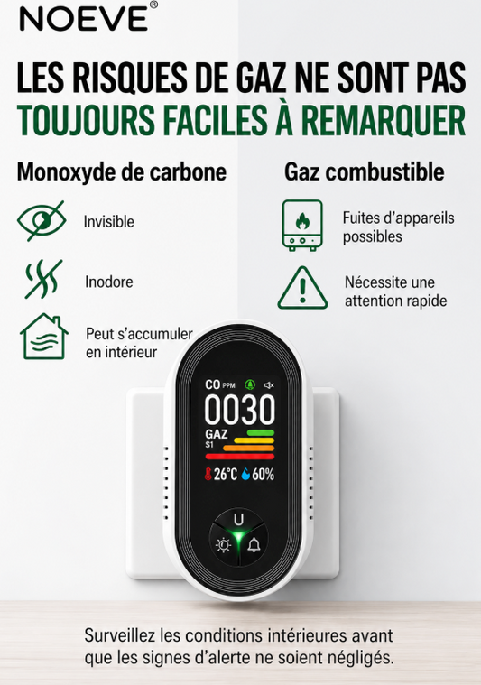 Surveillez le monoxyde de carbone et les fuites de gaz en temps réel avec NOEVE
