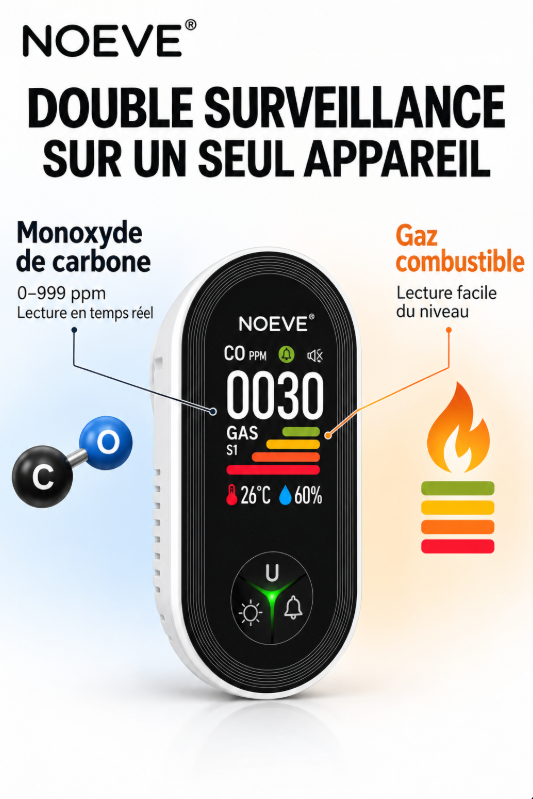 Surveillez le monoxyde de carbone et les fuites de gaz en temps réel avec NOEVE